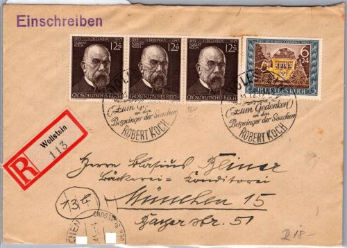 Deutsches Reich 828, 864 auf Brief Einschreiben #DAU11