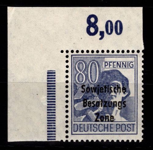 SBZ allg. Ausgaben 196 P OR ndgz. Ecke 1 postfrisch nicht gefaltet #DAU76