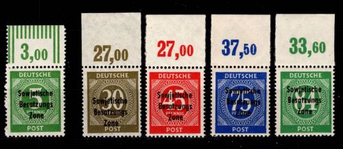 SBZ allg. Ausgaben 207-211 OR postfrisch nicht gefaltet #DAU79