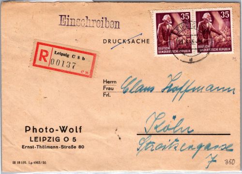 DDR 350 auf Brief als Mehrfachfrankatur Einschreiben #DAV00