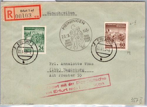 DDR 355, 357 auf Brief als Mischfrankatur Einschreiben #DAV05
