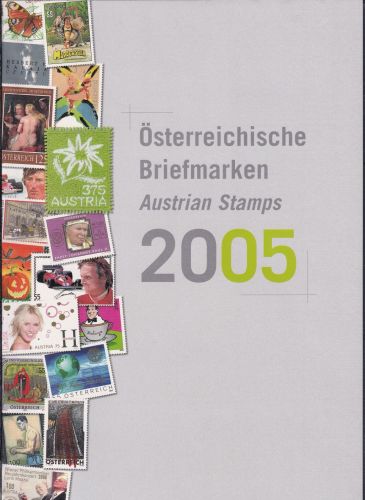 Österreich Jahrgang 2005 Jahresmappe postfrisch komplett mit SK-Marken #DAW85