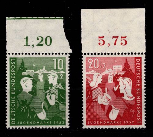 BRD Bund 153-154 postfrisch vom Oberrand #DBH59