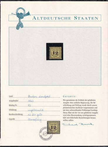Baden Landpost P3 mit Falz Borek Garantie #DAX48