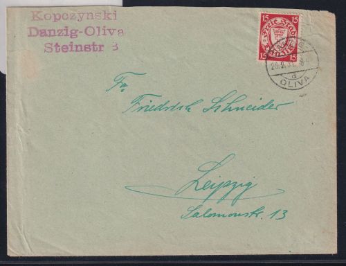 Danzig 214 auf Brief #DAY11