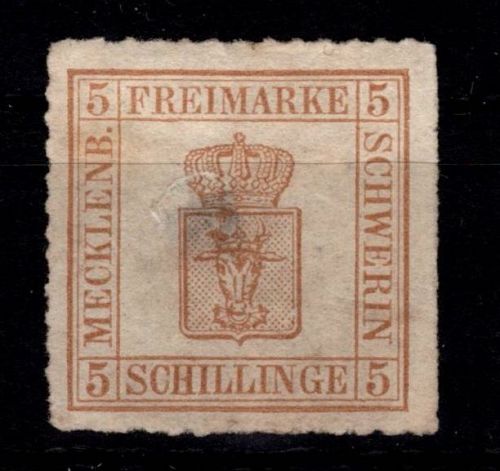 Mecklenburg Schwerin 8 x ohne Gummi geprüft Berger BPP, dünne Stelle #DBA89