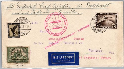 Deutsches Reich 367, 384, 424 auf Brief Zeppelinpost #DBT18