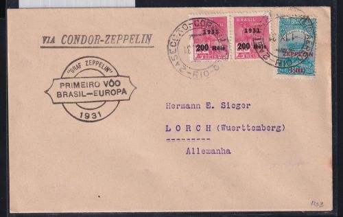 Deutsches Reich auf Brief Zeppelinpost #DBT23