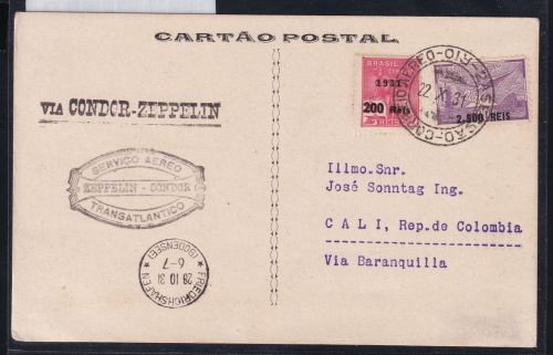 Deutsches Reich auf Postkarte Zeppelinpost #DBT24