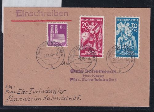 Französische Zone Rheinland Pfalz 30, 31 u.a. auf Brief #DBT37