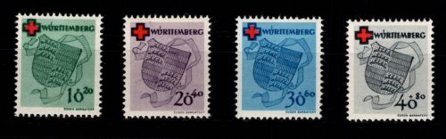Französische Zone Württemberg 40A-43A postfrisch geprüft Schlegel BPP #ON505