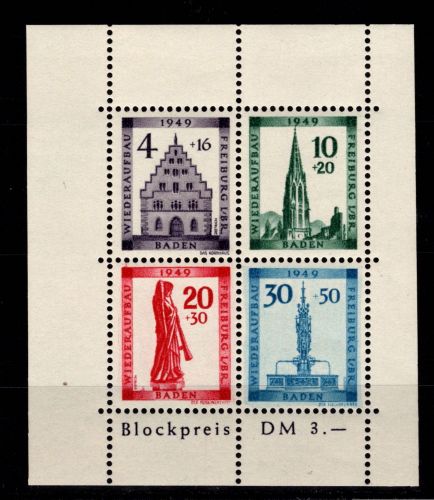 Französische Zone Baden Block 1 A I postfrisch Abarten #ON520