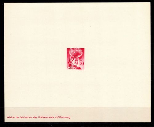 Französische Zone Baden 23 M ohne Gummi (Ministerblock) #ON524