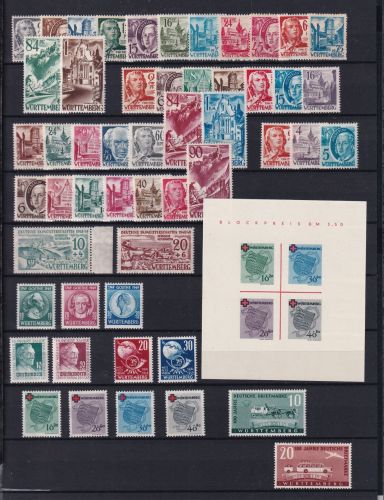 Französische Zone Württemberg Jahrgang 1947-1949 postfrisch komplett #ON526