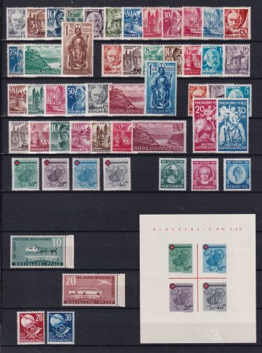 Französische Zone Rheinland-Pfalz Jahrgang 1947-1949 postfrisch komplett #ON527