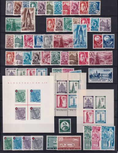 Französische Zone Baden Jahrgang 1947-1949 postfrisch komplett #ON528