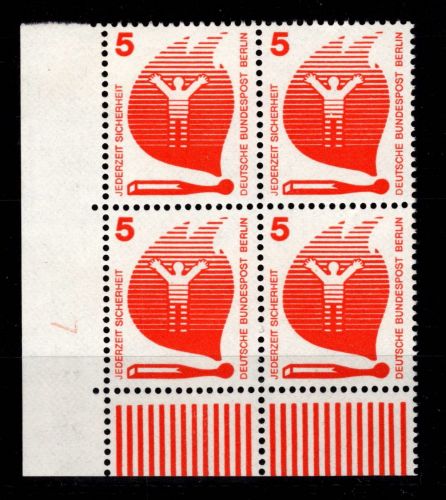 Berlin 402 Ecke 3 DZ 7 im 4er Block postfrisch Druckerzeichen #DCE13