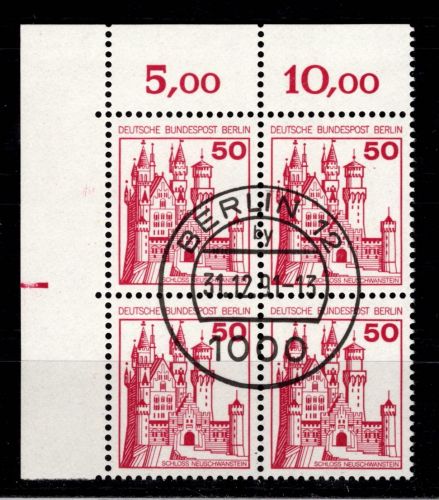 Berlin 536 Ecke 1 RZD im 4er Block gestempelt mit Berlinstempel Letztag #DCE28
