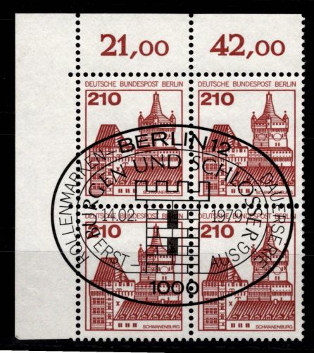 Berlin 589 Ecke 1 im 4er Block gestempelt mit Berlinstempel Ersttag #DCE38