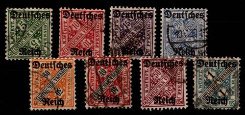 Deutsches Reich Dienstmarken 57-64 gestempelt geprüft Infla #DCF37