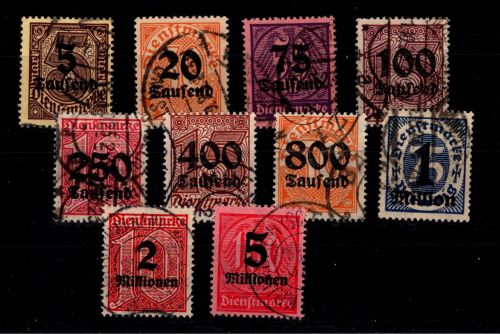 Deutsches Reich Dienstmarken 89-98 gestempelt #DCF40