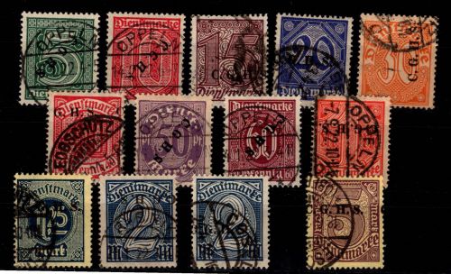 Deutsche Abstimmungsgebiete Oberschlesien Dienstmarken 8-20 gestempelt #DCF70