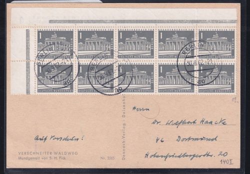 Berlin 140 I Ecke 3 auf Postkarte im 10er Block #DCG29