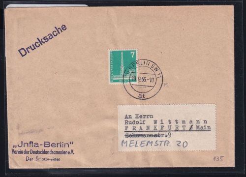 Berlin 135 auf Brief als Einzelfrankatur Drucksache #DCG34