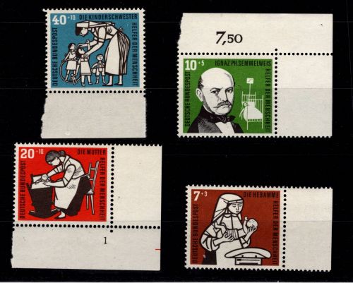 BRD Bund 243-246 Ecke1+ Ecke 4 FN postfrisch mit Seitenrand + Unterrand #DBR63