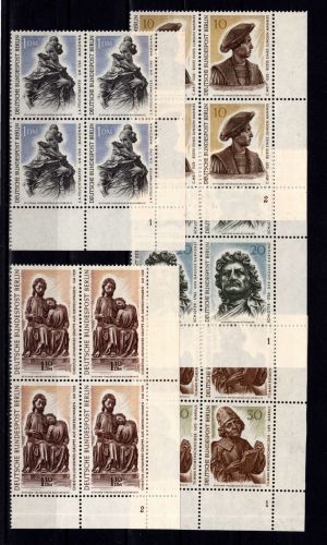 Berlin 303-308 ohne 306 postfrisch mit FN, Eckrand-4er Block Ecke 4 #DBR86