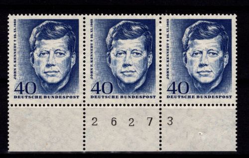 BRD Bund 453 UR 3er Streifen postfrisch mit Bogenzählnummer #DBS27