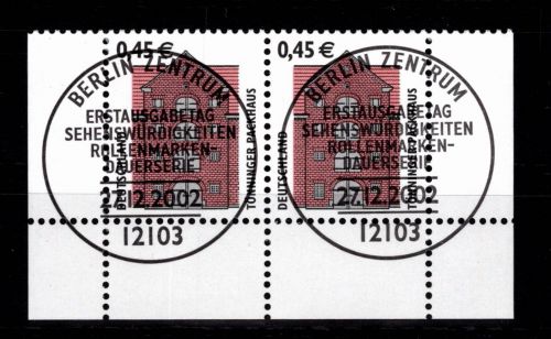 BRD Bund 2299 gestempelt als Paar vom Unterrand #DCA17