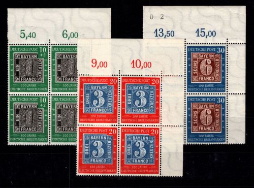 BRD Bund 113-115 postfrisch 4er Block vom rechten Eckrand #DCA28
