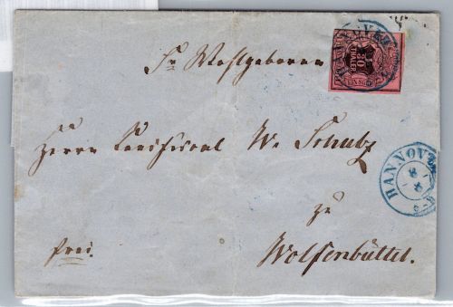 Hannover 3 b auf Brief als Einzelfrankatur Bahnofsastempel Minden/Berlin #DCA75