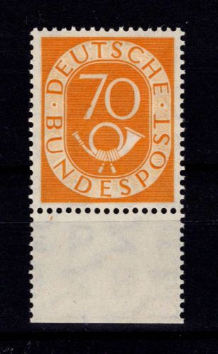 BRD Bund 136 UR postfrisch 70 Pfennig vom Unterrand #DBX99