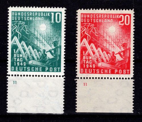 BRD Bund 111-112 PN postfrisch Plattennummer 11, gefaltet #DBY02