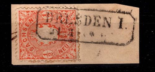 Sachsen 15 gestempelt auf Briefstück #DCU01