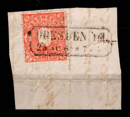 Sachsen 15 gestempelt auf Briefstück #DCU04
