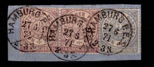 Bremen 13 a, 17 gestempelt auf Briefstück #DCU42