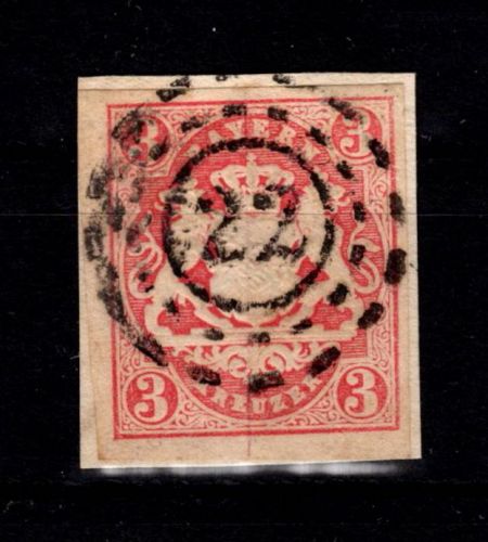 Bayern 15 gestempelt oMr. 22 "Aschaffenburg" #DCU79