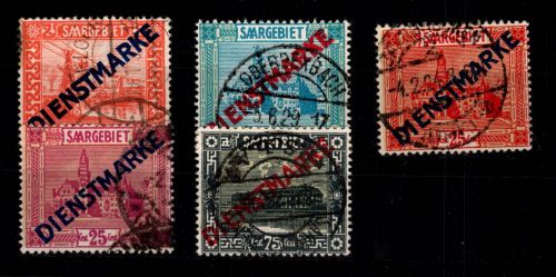 Saargebiet Dienstmarken 12-15 gestempelt #DCM24