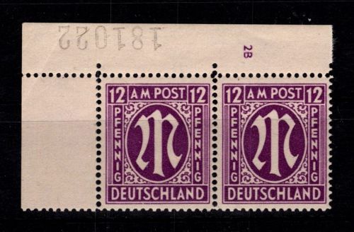 Alliierte Besetzung 15 b C y Pl.-Nr. Paar postfrisch geprüft Hettler BPP #DCM48