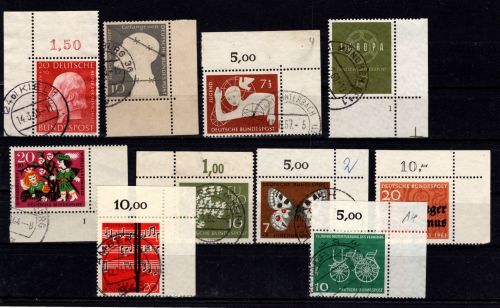 BRD Lot Eckrandstücke gestempelt 50er und 60er Jahre #DCM64