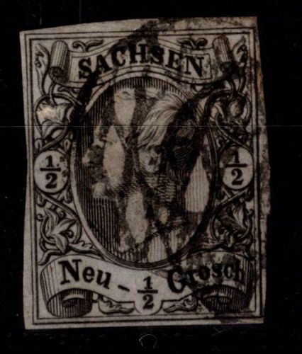 Sachsen 3 gestempelt leichte Mängel, etwas fleckig #DCS48