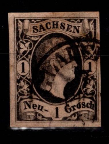 Sachsen 4 gestempelt leichte Mängel, fleckig und hinterlegt #DCS54