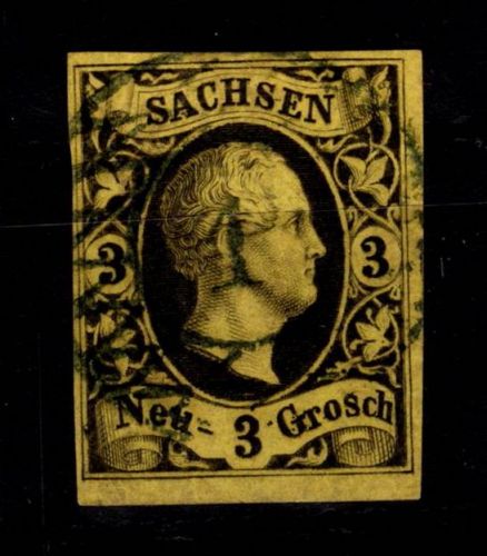 Sachsen 6 gestempelt tiefst geprüft Rismondo BPP, Nr. 1 "Dresden" #DCS60