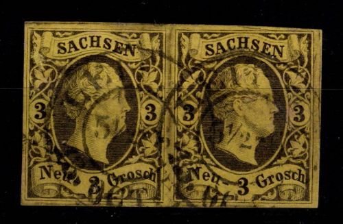 Sachsen 6 gestempelt waagerechtes Paar #DCS61