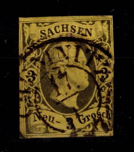 Sachsen 6 gestempelt leichte Mängel, berührt #DCS65