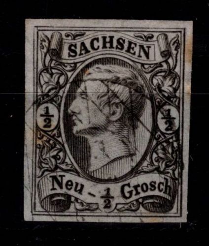 Sachsen 8 gestempelt tiefst signiert Serrane, allerdings etwas fleckig #DCS68