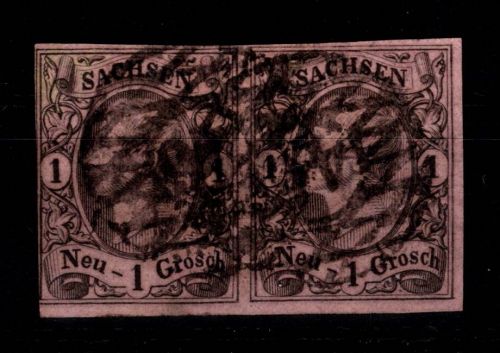 Sachsen 9 gestempelt als Paar, Nr 4 "Leipzig" #DCS88